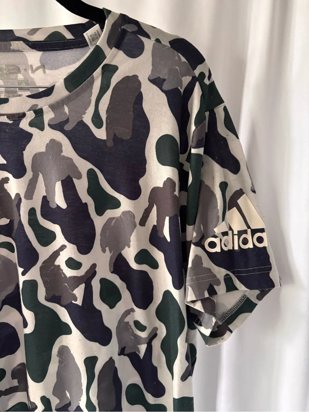 adidas Short-Sleeve Camo Tee in Green, Gray & Navy